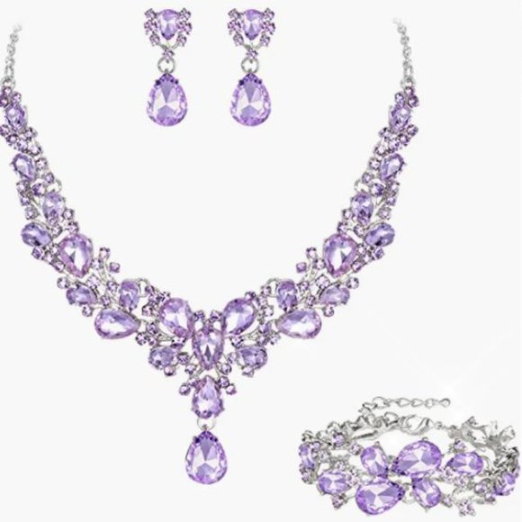 NEW Sparkling Bling Swarovski Crystal Rhinestone Wedding Necklace Set + … - Picture 3 of 16